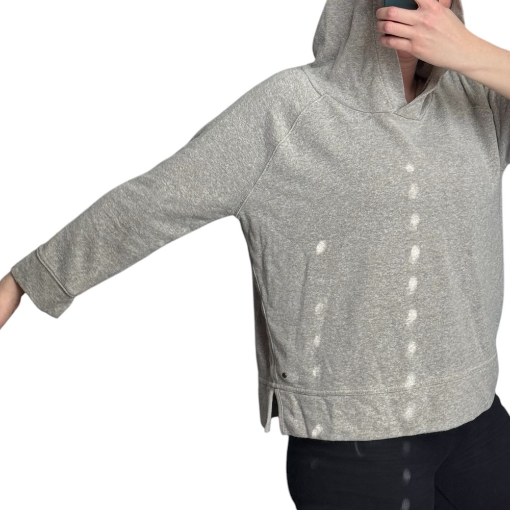 Prana gray hoodie sweatshirt size XL -Cropped with shorter long sleeves - Picture 5 of 15